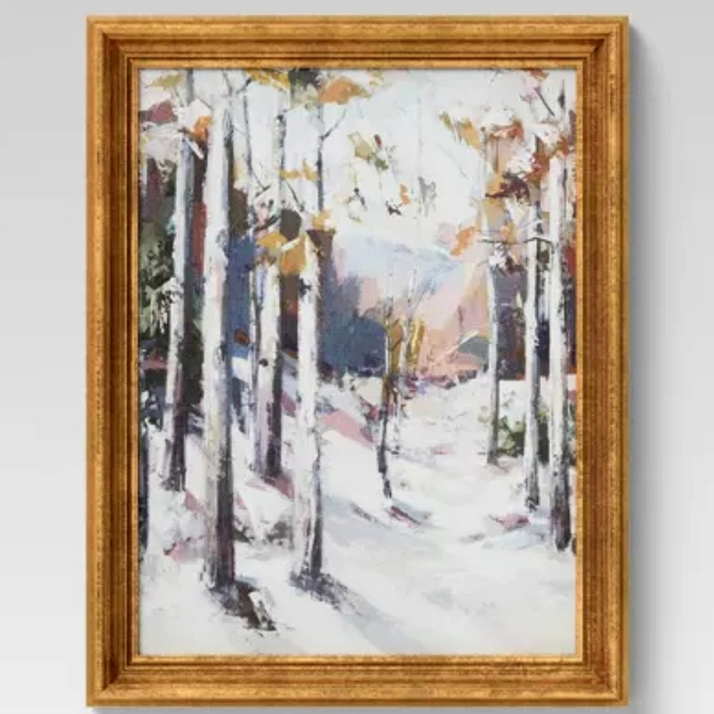 Threshold 11" x 14" Birch Tree Framed Wall Canvas NWOT